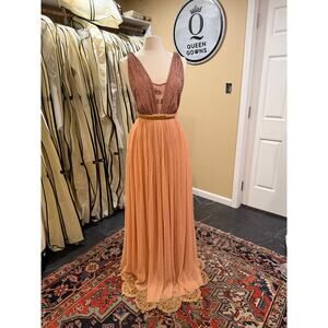 NEW Free People Beaded Cleo Maxi Gown Size 6 Formal Boho Maxi Blush Peach Dress